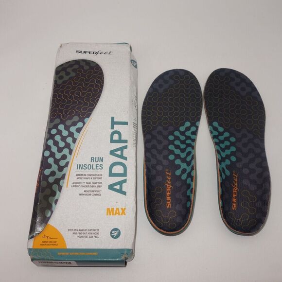 NEW SUPERFEET ADAPT RUN MAX Insoles Size B Men's 2.5 - 4 Women's 4.5 - 6 - Picture 1 of 6